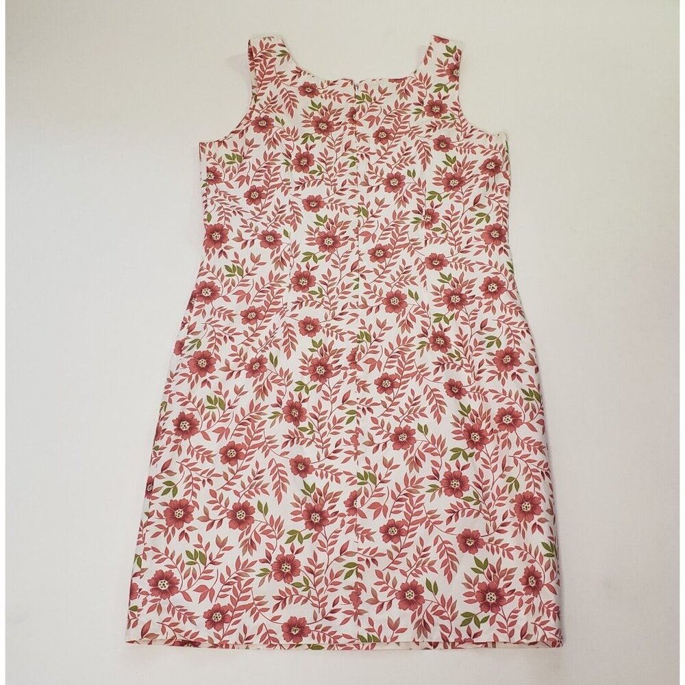 Charter Club Sheath Dress Women's Size 10 Cotton Pink Poppy Floral Zipper VTG - Picture 15 of 16